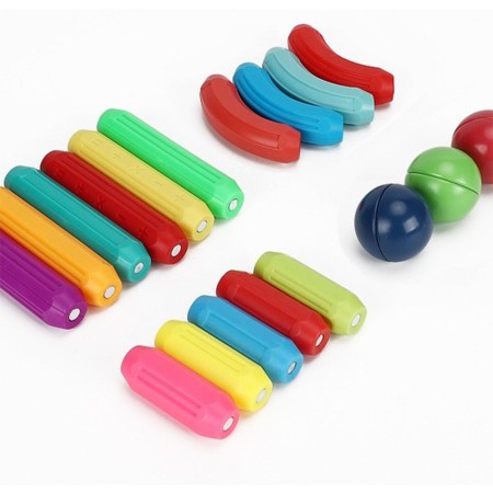 Set 25 de Piese Puzzle de Constructie, 3 Ani, ABS, Magnetice, 16x6x14 cm, Multicolor