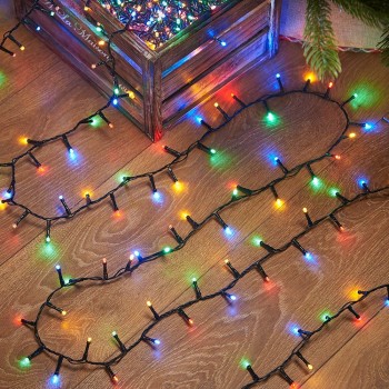Instalatie Brad de Craciun lineara, 8 jocuri de lumini, beculet in 6 colturi, 24 m din care 1m prelungitor 220V, 300 LED, controler, Multicolor