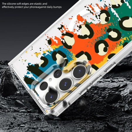 Husa pentru Samsung Galaxy S24 Ultra, Atasare Magnetica, MagSafe, Pattern Skin 49, Clear