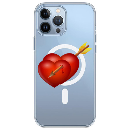 Husa personalizata Apple iPhone 15 Pro Max, MagSafe, Hearts With Arrow