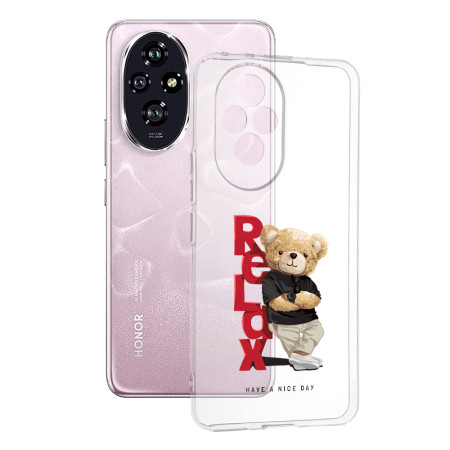 Husa Transparenta TPU pentru Honor 200, Relax Bear, Ultra-Slim, Protectie Completa