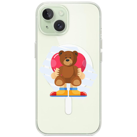 Husa personalizata Apple iPhone 15 Plus, MagSafe, Teddy Bear Love