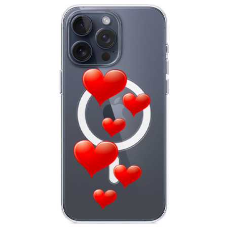 Husa personalizata Apple iPhone 15, MagSafe, Little Hearts