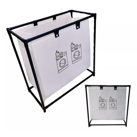Raft pentru baie cu cos de rufe, un strat, Cadru de Otel Inoxidabil, 57x28x57 cm, Negru