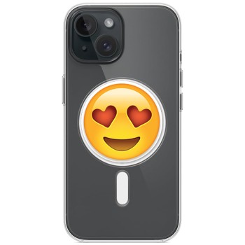 Husa personalizata Apple iPhone 15, MagSafe, Drooling Face With Heart Eyes
