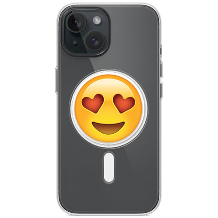 Husa personalizata Apple iPhone 15, MagSafe, Drooling Face With Heart Eyes
