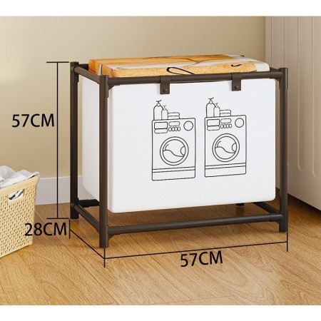 Raft pentru baie cu cos de rufe, un strat, Cadru de Otel Inoxidabil, 57x28x57 cm, Negru