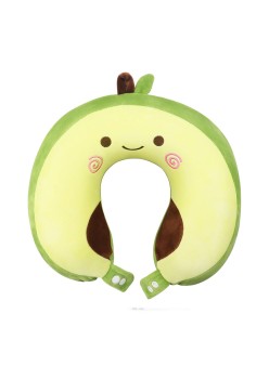Pernă TravelAvocado, Suport Ergonomic pentru Gât și Cap, Spumă cu Memorie, 30x30 cm, Sistem de Prindere cu Capse, Verde