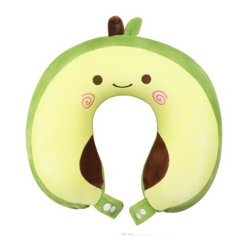 Pernă TravelAvocado, Suport Ergonomic pentru Gât și Cap, Spumă cu Memorie, 30x30 cm, Sistem de Prindere cu Capse, Verde
