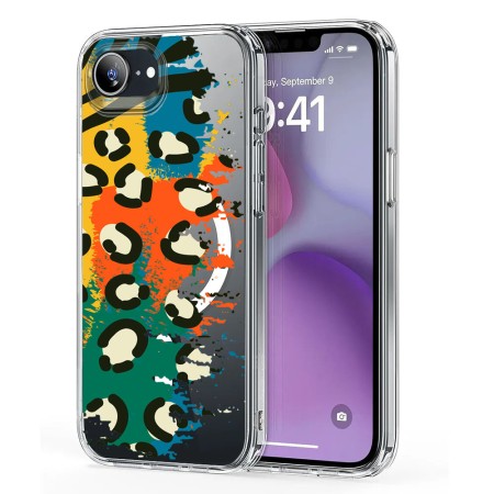 Husa pentru iPhone 16e, Atasare Magnetica, MagSafe, Pattern Skin 49, Clear