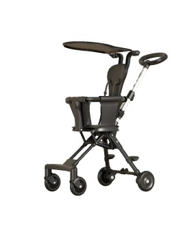 Cărucior Pliabil AirGo Reversibil, Ușor, Cadru Aluminiu, 4 Roți, Parasolar, 1-3 Ani, Negru, 52 x 42 x 90 cm