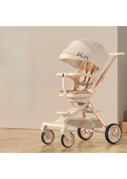 Cărucior UrbanComfort 3 în 1, Reversibil, Poziție Somn, Tavă Masă, Roti 360°, Copertină UV, Pliabil, Bej, 6-36 Luni