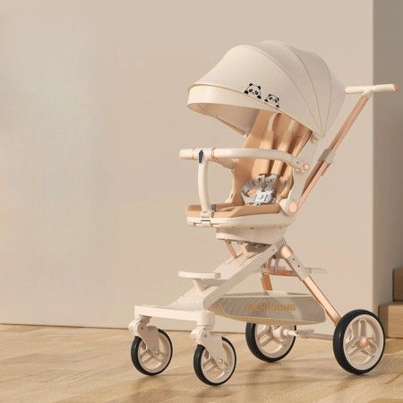 Cărucior UrbanComfort 3 în 1, Reversibil, Poziție Somn, Tavă Masă, Roti 360°, Copertină UV, Pliabil, Bej, 6-36 Luni
