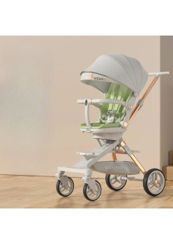 Cărucior Multifuncțional 3în1 UrbanRide Gri, Pliabil, Reversibil, Poziție de Somn, Tavă Masă, Copertină UV, Roti 360°, 6-36 Luni