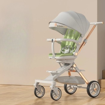 Cărucior Multifuncțional 3în1 UrbanRide Gri, Pliabil, Reversibil, Poziție de Somn, Tavă Masă, Copertină UV, Roti 360°, 6-36 Luni