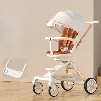 Cărucior Sport Urban360 3in1, Reversibil, Pliabil, Tavă de Masă, Poziție de Somn, Roti Pivotante 360°, Copertină UV, Alb, 6-36 Luni