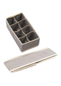 Cutie Depozitare Lenjerie, Sutiene, Șosete, 8 Compartimente, Pânză Oxford, Design Pliabil, 32x16x10 cm, Gri