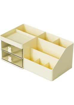Cutie organizare, papetarie, makeup, plastic, PC Hard, 27.5x15.5x12 cm, cream yellow