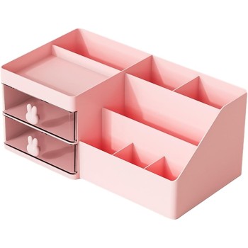 Cutie organizare, papetarie, makeup, plastic, PC Hard, 27.5x15.5x12 cm, cherry pink