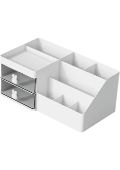 Cutie organizare, papetarie, makeup, plastic, PC Hard, 27.5x15.5x12 cm, Moonlight white