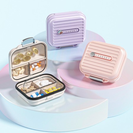 Cutie Organizatoare Pastile Zilnice, 7 Compartimente, pentru Vitamine si Suplimente, Roz, Plastic cu Indicator Zi