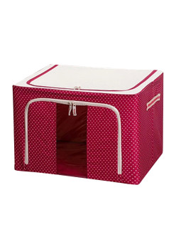 Cutie pentru depozitare pliabila cu fermoar si doua ferestre, textil, 24L, 40x30x20 cm, Imprimeu Buline