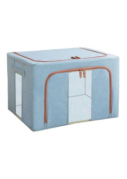 Cutie pentru depozitare pliabila cu fermoar si doua ferestre, textil, 66L, 50x40x33 cm, Albastru