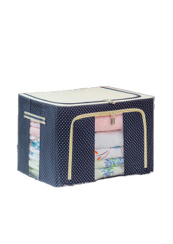 Cutie pentru depozitare pliabila cu fermoar si doua ferestre, textil, 66L, 50x40x33 cm, Imprimeu Buline