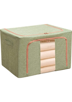 Cutie pentru depozitare pliabila cu fermoar si doua ferestre, textil, 24L, 40x30x20 cm, Verde