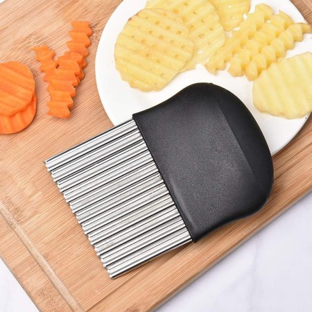 Cuțit pentru Cartofi Ondulați, Lamă Durabilă, Mâner Ergonomic, Negru