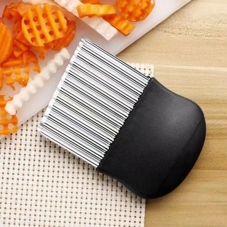 Cuțit pentru Cartofi Ondulați, Lamă Durabilă, Mâner Ergonomic, Negru