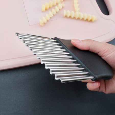 Cuțit pentru Cartofi Ondulați, Lamă Durabilă, Mâner Ergonomic, Negru