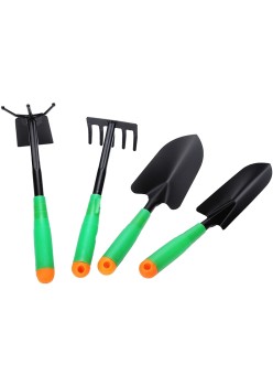 Unelte Grădinărit, Set 4 pentru Plantare și Îngrijire Plante, PVC + Carton, Verde, 31.5x8.5 cm