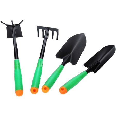 Unelte Grădinărit, Set 4 pentru Plantare și Îngrijire Plante, PVC + Carton, Verde, 31.5x8.5 cm