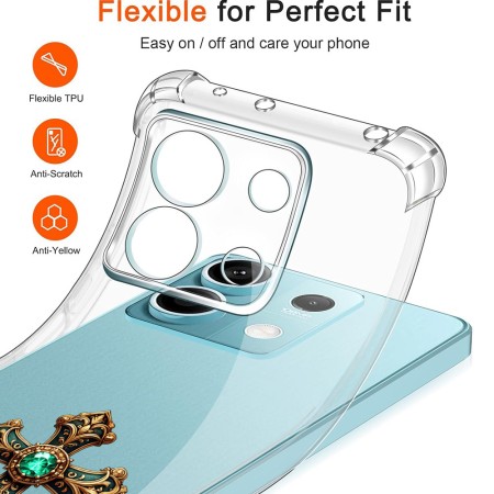 Husa Antisoc pentru Xiaomi Redmi Note 14S - AirBag TPU, Colțuri Ranforsate - Cross Smarald