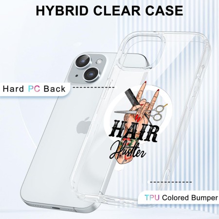 Husa pentru Apple iPhone 15 Plus, Atasare Magnetica, MagSafe, Hair Hustler, Clear