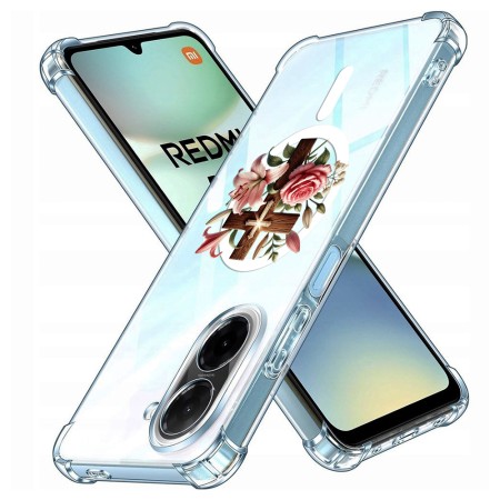 Husa Antisoc pentru Xiaomi Redmi A5 4G - AirBag Magsafe, Colțuri Ranforsate - Cross Floral