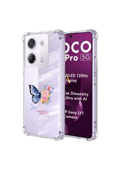Husa Antisoc pentru Xiaomi Poco M7 Pro 5G - AirBag TPU, Colțuri Ranforsate- Butterfly Albastru 