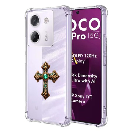 Husa Antisoc pentru Xiaomi Poco M7 Pro 5G - AirBag TPU, Colțuri Ranforsate - Cross Smarald