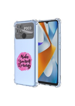 Husa Antisoc pentru Xiaomi Poco C40, AirBag PRO, Clear, Make Yourself A Priority