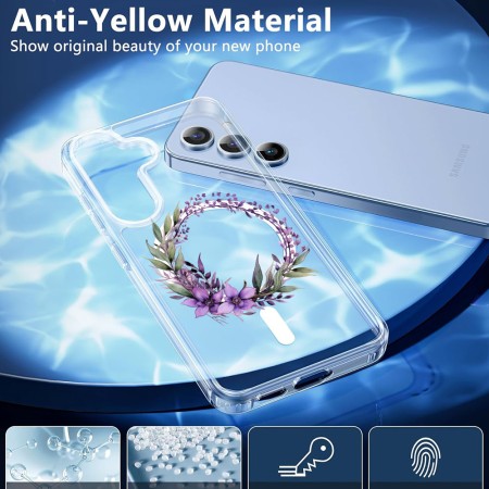 Husa pentru Samsung Galaxy S25 Plus, Atasare Magnetica, MagSafe, Pink Wreath 10, Clear