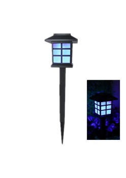 Lampă Solară LED pentru Grădină, Design Tip Felinar, Iluminare Albastră, IP65, 38 cm