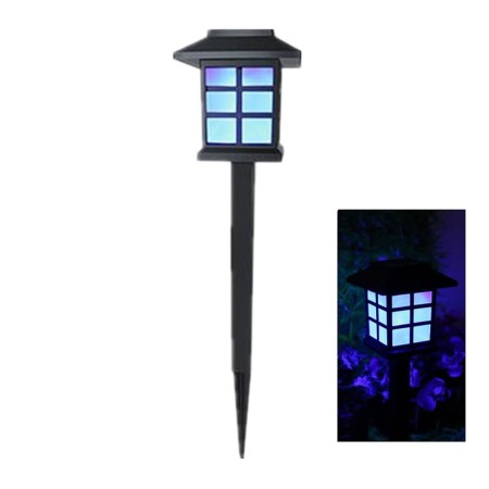 Lampă Solară LED pentru Grădină, Design Tip Felinar, Iluminare Albastră, IP65, 38 cm