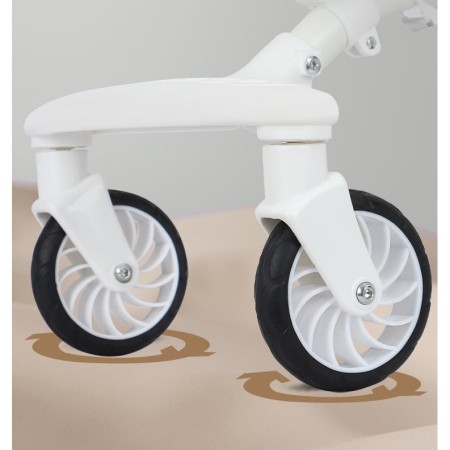 Cărucior 3 în 1, Reversibil, Pliabil, Poziție Somn, Tavă Masă, Roti 360°, Copertină UV, Suport Pahar, Model Pisicuțe, Alb, 6-36 Luni
