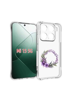 Husa Antisoc pentru Xiaomi 15 - AirBag TPU, Ring Floral Mov - Transparent