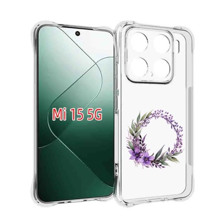 Husa Antisoc pentru Xiaomi 15 - AirBag TPU, Ring Floral Mov - Transparent