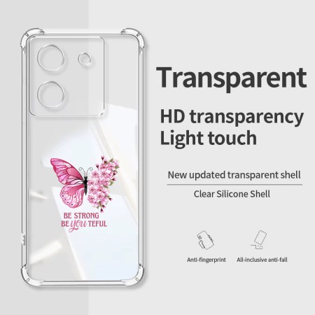Husa Antisoc pentru Xiaomi Poco M7 Pro 5G - AirBag TPU, Colțuri Ranforsate- Butterfly Roz 