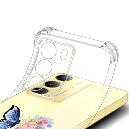 Husa Antisoc pentru Realme 14x - AirBag TPU, Colțuri Ranforsate- Butterfly Albastru 