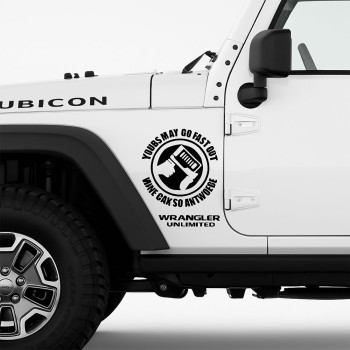 Sticker auto Off Road You Can Go Fast, 30x30 cm, negru, folie Oracal exterior, autocolant rezistent UV si intemperii