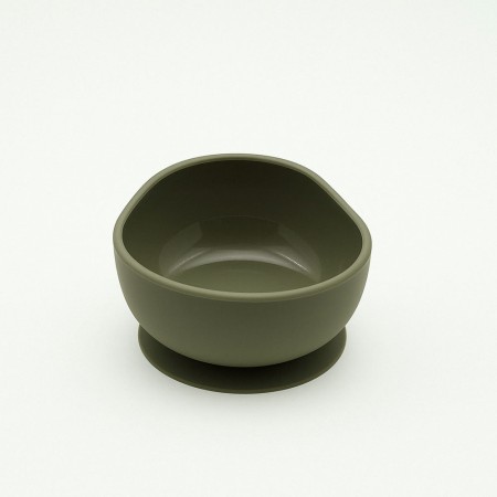 Accesorii diversificare bebelusi 8 piese din silicon, farfurie si bol cu ventuza, baveta, tacamuri lemn-silicon, cana gustari, verde inchis, fara BPA